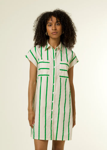 Emie Short Dress in Emerald Stripe