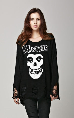 Misfits Distressed Crew Neck Sweater