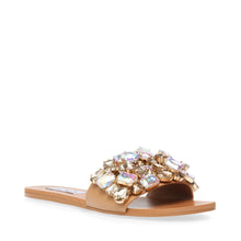 Brionna Rhinestone Slide Sandals in Tan Multi