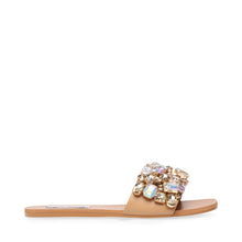 Brionna Rhinestone Slide Sandals in Tan Multi