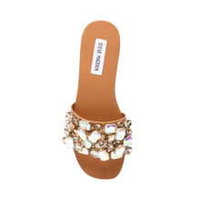 Brionna Rhinestone Slide Sandals in Tan Multi