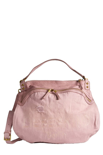 Vega A Distressed Denim Crossbody Bag in Rose
