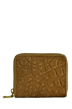 Reptil Donate Calf Hair Leather Mini Zip Wallet in Brown