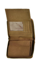 Reptil Donate Calf Hair Leather Mini Zip Wallet in Brown