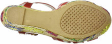 Traci Platform Wedge Sandals Red Multi Gingham Floral
